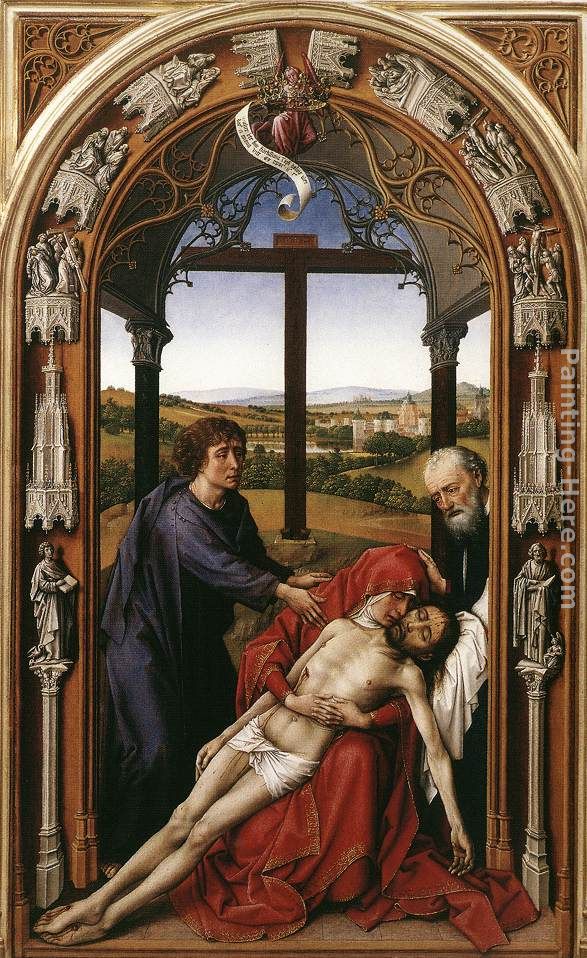 Miraflores Altarpiece central panel painting - Rogier van der Weyden Miraflores Altarpiece central panel art painting